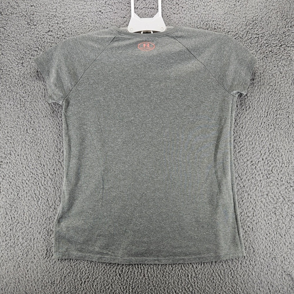 Under Armour HeatGear Gray Orange Logo T-Shirt Youth XL Womens Small Loose Fit - Picture 3 of 7